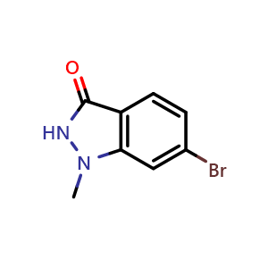 Chemical structure of 6-Bromo-1-methyl-1H-indazol-3(2H)-one , CAS 1226985-36-9, AChemBlock X198044