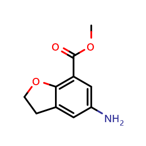 Chemical structure of Methyl 5-amino-2,3-dihydrobenzofuran-7-carboxylate , CAS 1616110-67-8, AChemBlock X198065