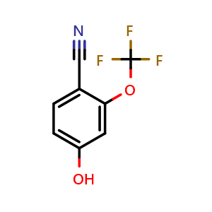 Chemical structure of 4-Hydroxy-2-(trifluoromethoxy)benzonitrile , CAS 1261648-89-8, AChemBlock X198071
