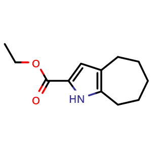 Chemical structure of Ethyl 1,4,5,6,7,8-hexahydrocyclohepta[b]pyrrole-2-carboxylate , CAS 2107836-53-1, AChemBlock X198195