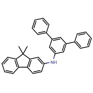 Chemical structure of N-([1,1':3',1''-terphenyl]-5'-yl)-9,9-dimethyl-9H-fluoren-2-amine , CAS 1372778-68-1, AChemBlock X198199