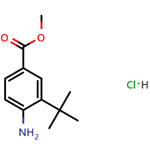 Chemical structure of Methyl 4-amino-3-(tert-butyl)benzoate hydrochloride , CAS 2044702-89-6, AChemBlock X198214