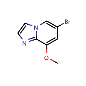 Chemical structure of 6-Bromo-8-methoxy-imidazo[1,2-a]pyridine , CAS 1427424-35-8, AChemBlock X198216