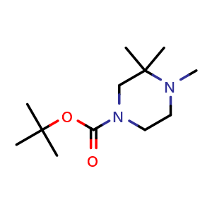 Chemical structure of tert-Butyl 3,3,4-trimethylpiperazine-1-carboxylate , CAS 1492693-44-3, AChemBlock X198219