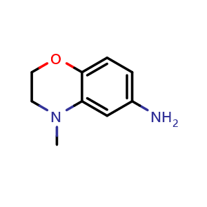 Chemical structure of 4-Methyl-3,4-dihydro-2H-1,4-benzoxazin-6-amine , CAS 226571-61-5, AChemBlock X198225