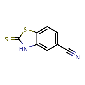 Chemical structure of 2-Thioxo-2,3-dihydrobenzo[d]thiazole-5-carbonitrile , CAS 149367-90-8, AChemBlock X198246