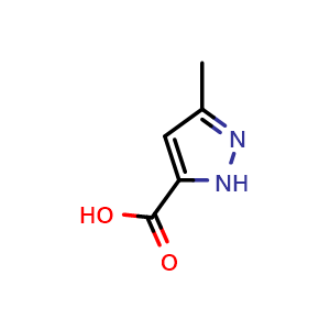 Chemical structure of 3-Methyl-1H-pyrazole-5-carboxylic acid , CAS 696-22-0, AChemBlock X198257