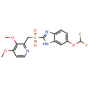 Chemical structure of 6-(Difluoromethoxy)-2-(((3,4-dimethoxypyridin-2-yl)methyl)sulfonyl)-1H-benzo[d]imidazole (Pantoprazole Impurity) , CAS 127780-16-9, AChemBlock X198276