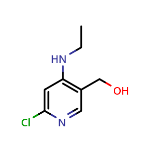 Chemical structure of (6-Chloro-4-(ethylamino)pyridin-3-yl)methanol , CAS 959162-99-3, AChemBlock X198281