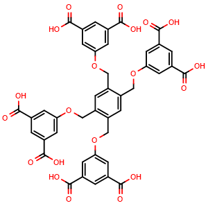 Chemical structure of 5,5',5'',5'''-((Benzene-1,2,4,5-tetrayltetrakis(methylene))tetrakis(oxy))tetraisophthalic acid , CAS 1330041-38-7, AChemBlock X198315