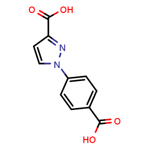 Chemical structure of 1-(4-Carboxyphenyl)-1H-pyrazole-3-carboxylicacid , CAS 72899-92-4, AChemBlock X198337
