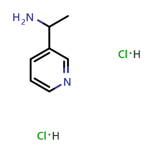 Chemical structure of 1-(Pyridin-3-yl)ethan-1-amine dihydrochloride , CAS 1159823-02-5, AChemBlock X198378