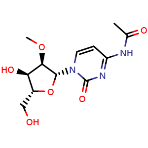 Chemical structure of N-(1-((2R,3R,4R,5R)-4-Hydroxy-5-(hydroxymethyl)-3-methoxytetrahydrofuran-2-yl)-2-oxo-1,2-dihydropyrimidin-4-yl)acetamide , CAS 113886-71-8, AChemBlock X198379