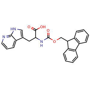 Chemical structure of 2-((((9H-Fluoren-9-yl)methoxy)carbonyl)amino)-3-(1H-pyrrolo[2,3-b]pyridin-3-yl)propanoicacid , CAS 1219143-85-7, AChemBlock X198388