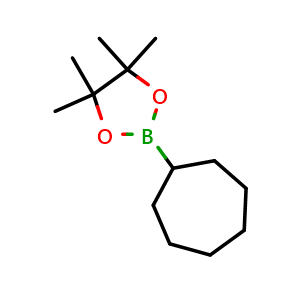 Chemical structure of 2-Cycloheptyl-4,4,5,5-tetramethyl-1,3,2-dioxaborolane , CAS 931583-43-6, AChemBlock X198404