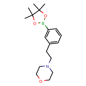 Chemical structure of 4-(3-(4,4,5,5-Tetramethyl-1,3,2-dioxaborolan-2-yl)phenethyl)morpholine , CAS 364794-82-1, AChemBlock X198415