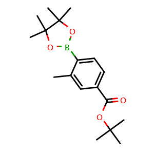 Chemical structure of tert-Butyl 3-methyl-4-(4,4,5,5-tetramethyl-1,3,2-dioxaborolan-2-yl)benzoate , CAS 1073493-92-1, AChemBlock X198422