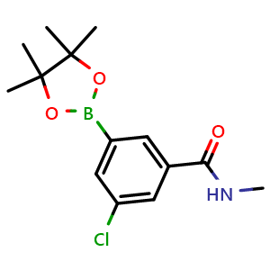 Chemical structure of 3-Chloro-N-methyl-5-(tetramethyl-1,3,2-dioxaborolan-2-yl)benzamide , CAS 2271133-59-4, AChemBlock X198429