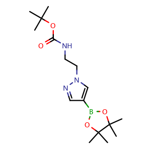 Chemical structure of tert-Butyl (2-(4-(4,4,5,5-tetramethyl-1,3,2-dioxaborolan-2-yl)-1H-pyrazol-1-yl)ethyl)carbamate , CAS 1414475-01-6, AChemBlock X198432