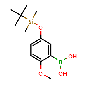 Chemical structure of 5-(t-Butyldimethylsilyloxy)-2-methoxyphenylboronic acid , CAS 1150114-54-7, AChemBlock X198437