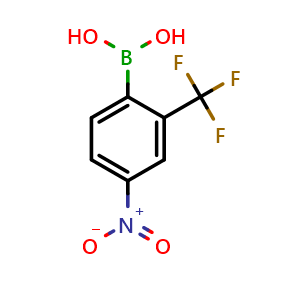 Chemical structure of 4-Nitro-2-(trifluoromethyl)phenylboronic acid , CAS 408359-15-9, AChemBlock X198438