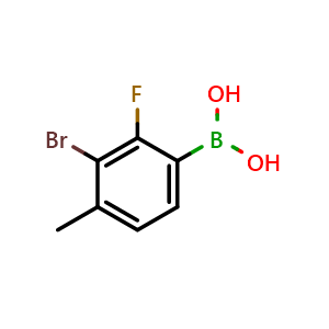 Chemical structure of 3-Bromo-2-fluoro-4-methylphenylboronic acid , CAS 2377608-04-1, AChemBlock X198440