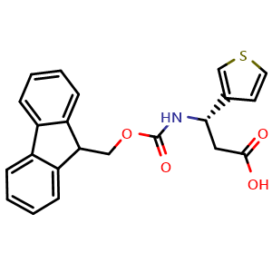 Chemical structure of Fmoc-(S)-3-Amino-3-(3-thienyl)-propionic acid , CAS 507472-09-5, AChemBlock X198452
