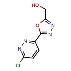 Chemical structure of (5-(6-Chloropyridazin-3-yl)-1,3,4-oxadiazol-2-yl)methanol , CAS 1809153-97-6, AChemBlock X198461