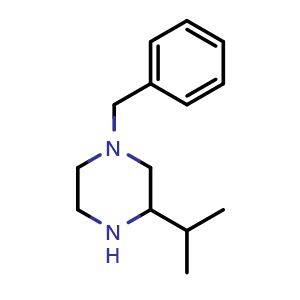 Chemical structure of 1-Benzyl-3-(propan-2-yl)piperazine , CAS 851014-13-6, AChemBlock X198509