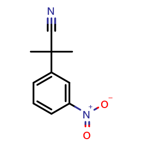 Chemical structure of 2-Methyl-2-(3-nitrophenyl)propanenitrile , CAS 915394-28-4, AChemBlock X198558