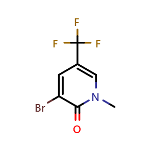 Chemical structure of 3-Bromo-1-methyl-5-(trifluoromethyl)pyridin-2(1H)-one , CAS 1215205-35-8, AChemBlock X198565