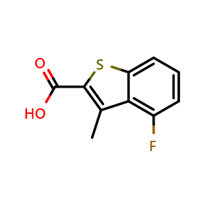 Chemical structure of 4-Fluoro-3-methylbenzo[b]thiophene-2-carboxylic acid , CAS 852940-49-9, AChemBlock X198585