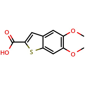 Chemical structure of 5,6-Dimethoxybenzo[b]thiophene-2-carboxylic acid , CAS 23046-03-9, AChemBlock X198590