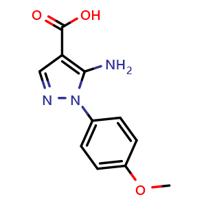Chemical structure of 5-Amino-1-(4-methoxyphenyl)-1H-pyrazole-4-carboxylic acid , CAS 14678-95-6, AChemBlock X198593