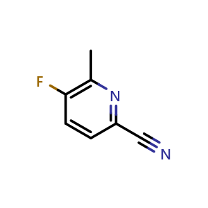 Chemical structure of 5-Fluoro-6-methylpicolinonitrile , CAS 915720-64-8, AChemBlock X198600