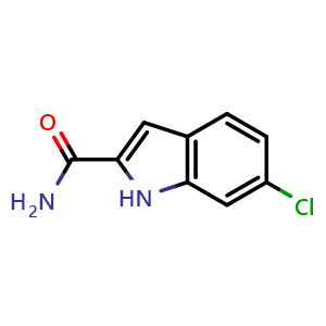 Chemical structure of 6-Chloro-1H-indole-2-carboxamide , CAS 21109-13-7, AChemBlock X198608