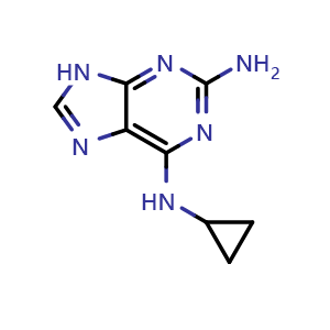 Chemical structure of N6-Cyclopropyl-9H-purine-2,6-diamine , CAS 120503-69-7, AChemBlock X198637