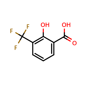Chemical structure of 2-Hydroxy-3-(trifluoromethyl)benzoic acid , CAS 251300-32-0, AChemBlock X198647