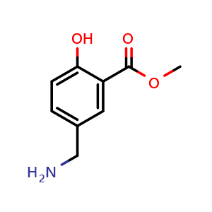 Chemical structure of Methyl 5-(aminomethyl)-2-hydroxybenzoate , CAS 7383-01-9, AChemBlock X198660