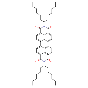 Chemical structure of 2,9-Di(tridecan-7-yl)anthra[2,1,9-def:6,5,10-d'e'f']diisoquinoline-1,3,8,10(2H,9H)-tetraone , CAS 110590-84-6, AChemBlock X198662