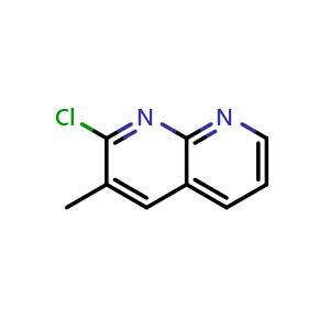Chemical structure of 2-Chloro-3-methyl-1,8-naphthyridine , CAS 1245649-45-9, AChemBlock X198682
