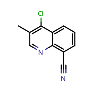 Chemical structure of 4-Chloro-3-methylquinoline-8-carbonitrile , CAS 1334405-50-3, AChemBlock X198685