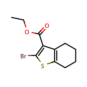 Chemical structure of Ethyl 2-bromo-4,5,6,7-tetrahydrobenzo[b]thiophene-3-carboxylate , CAS 150108-66-0, AChemBlock X198692