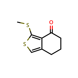 Chemical structure of 3-(Methylthio)-6,7-dihydrobenzo[c]thiophen-4(5H)-one , CAS 168279-57-0, AChemBlock X198748