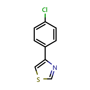 Chemical structure of 4-(4-Chlorophenyl)thiazole , CAS 1826-22-8, AChemBlock X198754