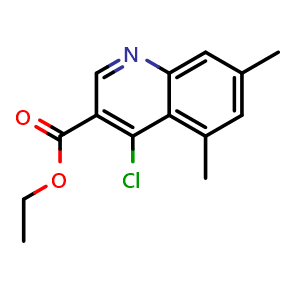 Chemical structure of Ethyl 4-chloro-5,7-dimethylquinoline-3-carboxylate , CAS 338954-49-7, AChemBlock X198771