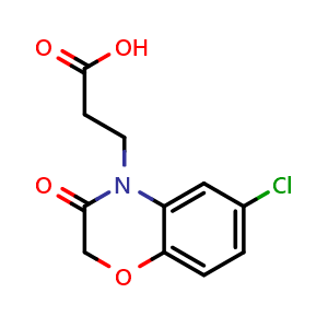 Chemical structure of 3-(6-Chloro-3-oxo-2H-benzo[b][1,4]oxazin-4(3H)-yl)propanoic acid , CAS 351003-03-7, AChemBlock X198774