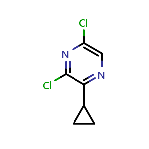 Chemical structure of 3,5-Dichloro-2-cyclopropylpyrazine , CAS 1448241-45-9, AChemBlock X198805