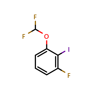 Chemical structure of 1-(Difluoromethoxy)-3-fluoro-2-iodobenzene , CAS 1261606-77-2, AChemBlock X198812