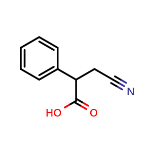 Chemical structure of 3-Cyano-2-phenylpropanoic acid , CAS 442542-97-4, AChemBlock X198814